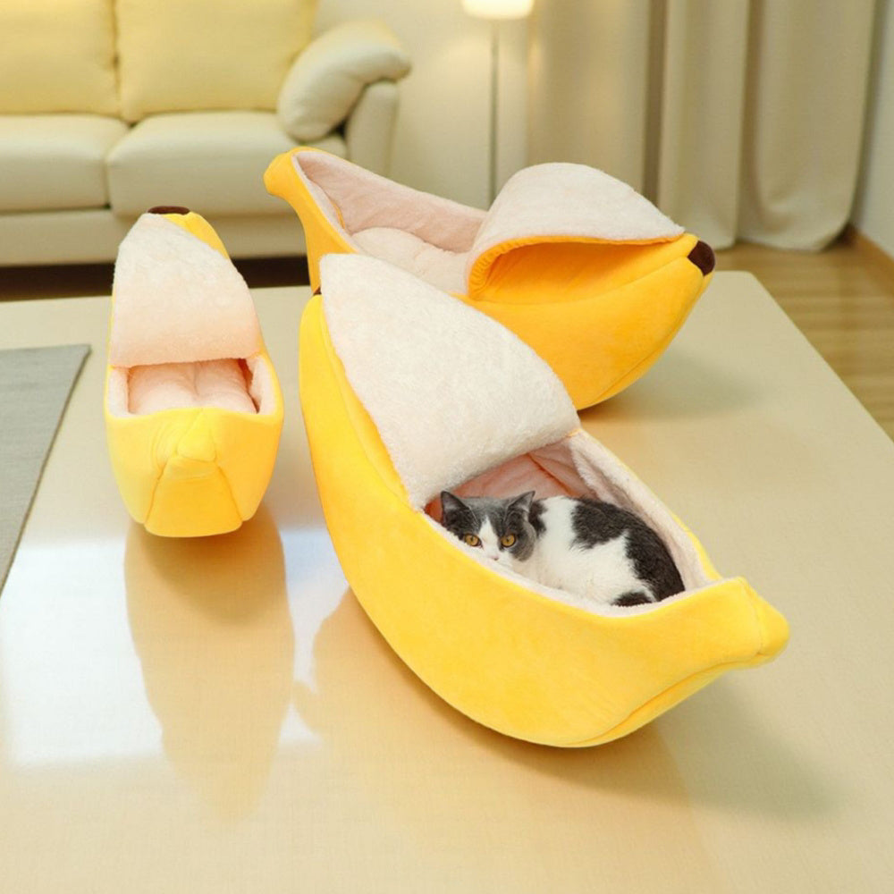 Banana Shaped Pet House, Banana Shaped Cat House. Semi Enclosed Cat Bed.