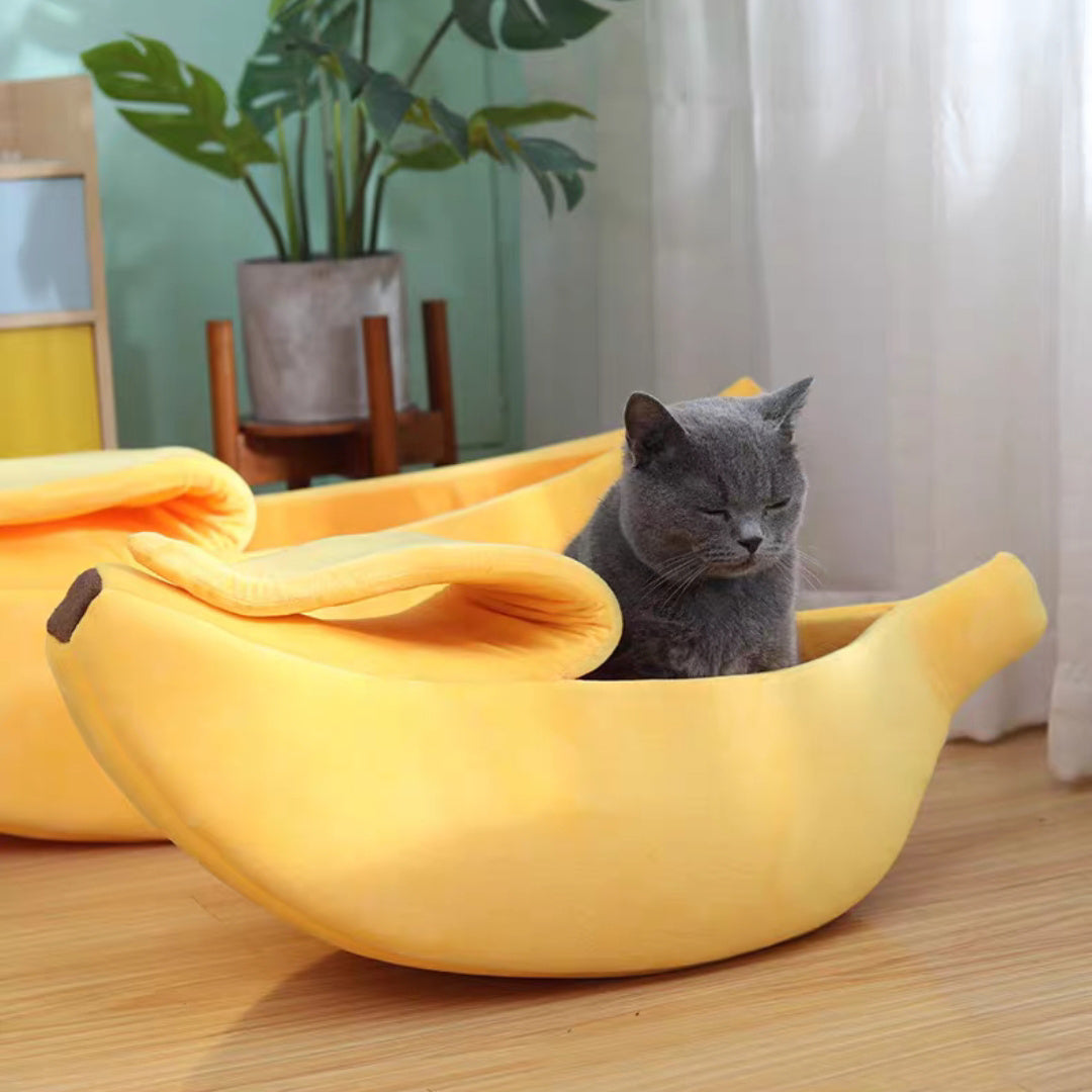 Banana Shaped Pet House, Banana Shaped Cat House. Semi Enclosed Cat Bed.