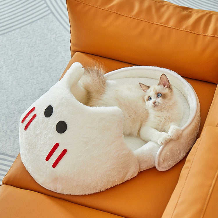 Pet Slipper Bed, Winter Warmth Dog Cat Bed, Soft Cozy Cushion Cute Cat Beds for Indoor.