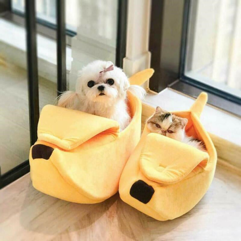 Banana Shaped Pet House, Banana Shaped Cat House. Semi Enclosed Cat Bed.