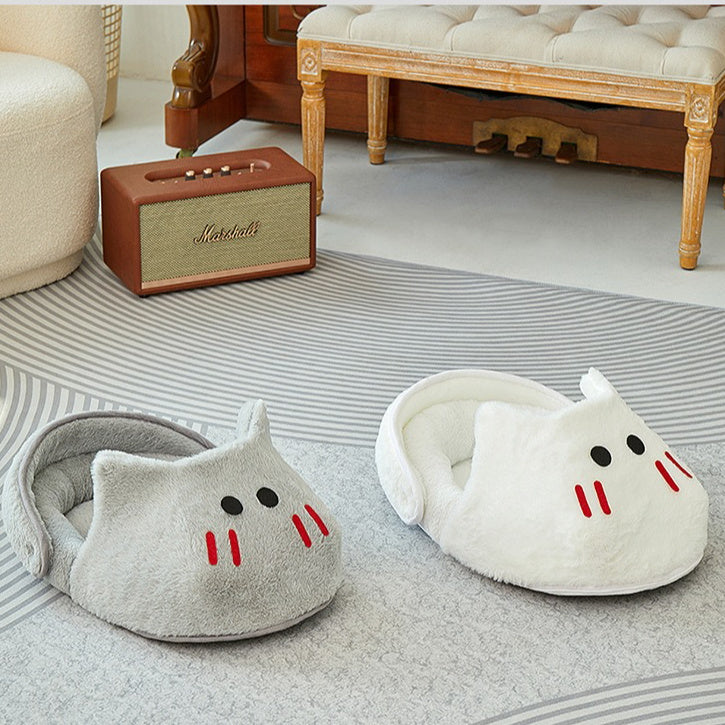 Pet Slipper Bed, Winter Warmth Dog Cat Bed, Soft Cozy Cushion Cute Cat Beds for Indoor.