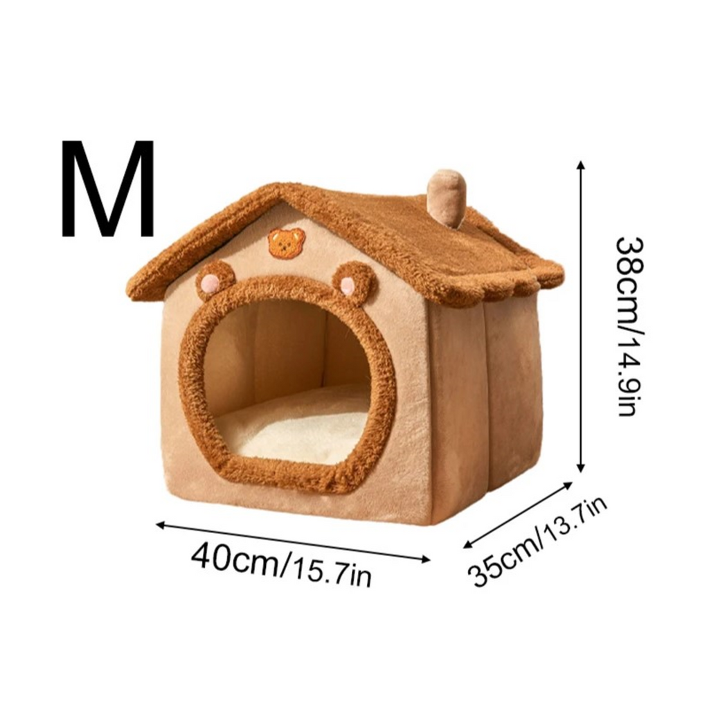Foldable Pet House Removable Washable Cat Bed Indoor Warm Dog with Pet Bed House.