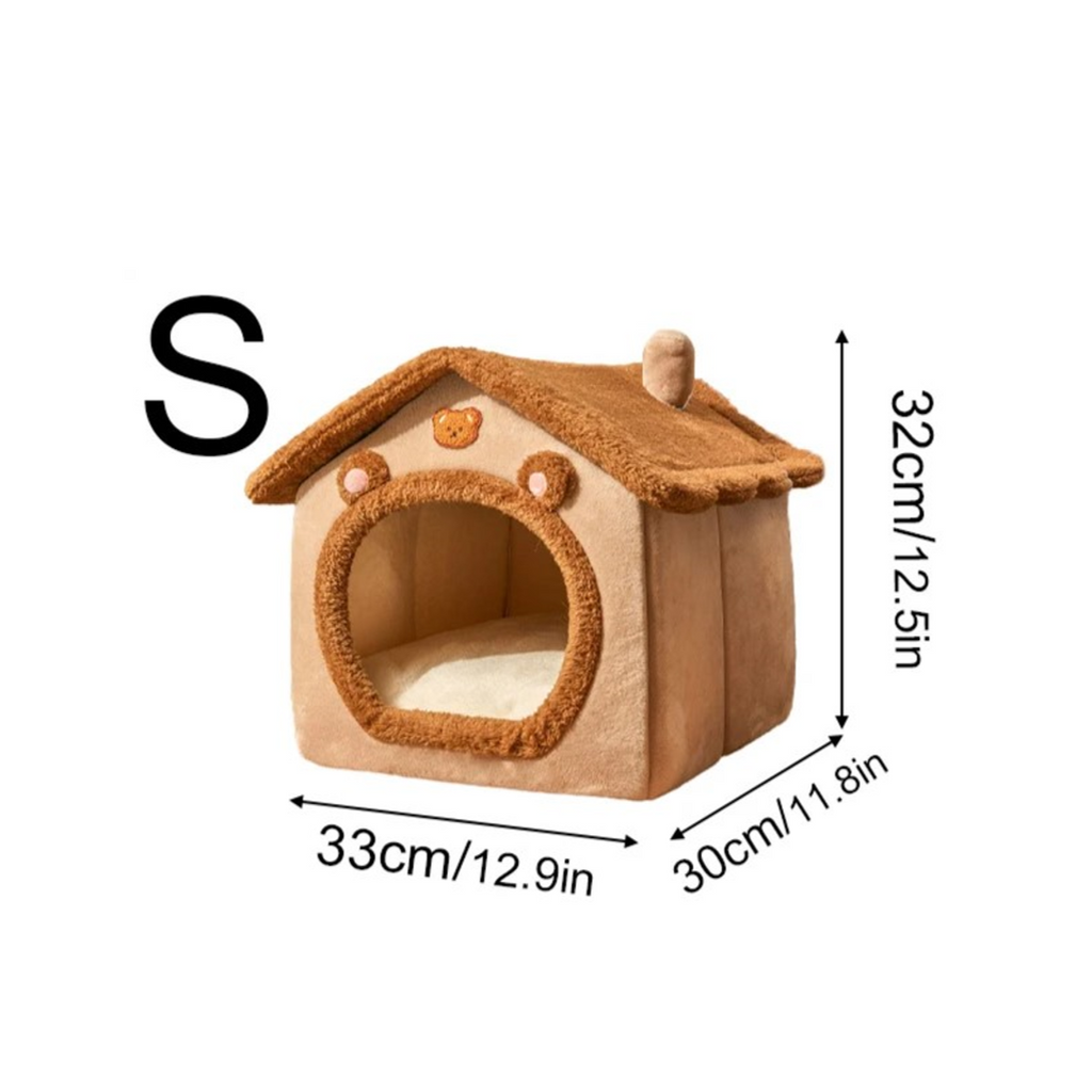 Foldable Pet House Removable Washable Cat Bed Indoor Warm Dog with Pet Bed House.