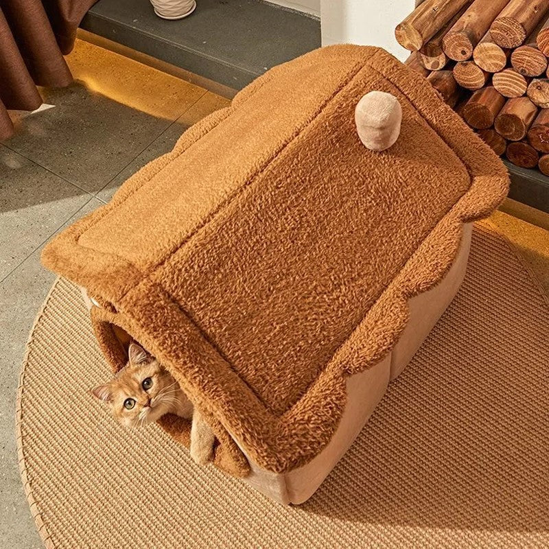 Foldable Pet House Removable Washable Cat Bed Indoor Warm Dog with Pet Bed House.
