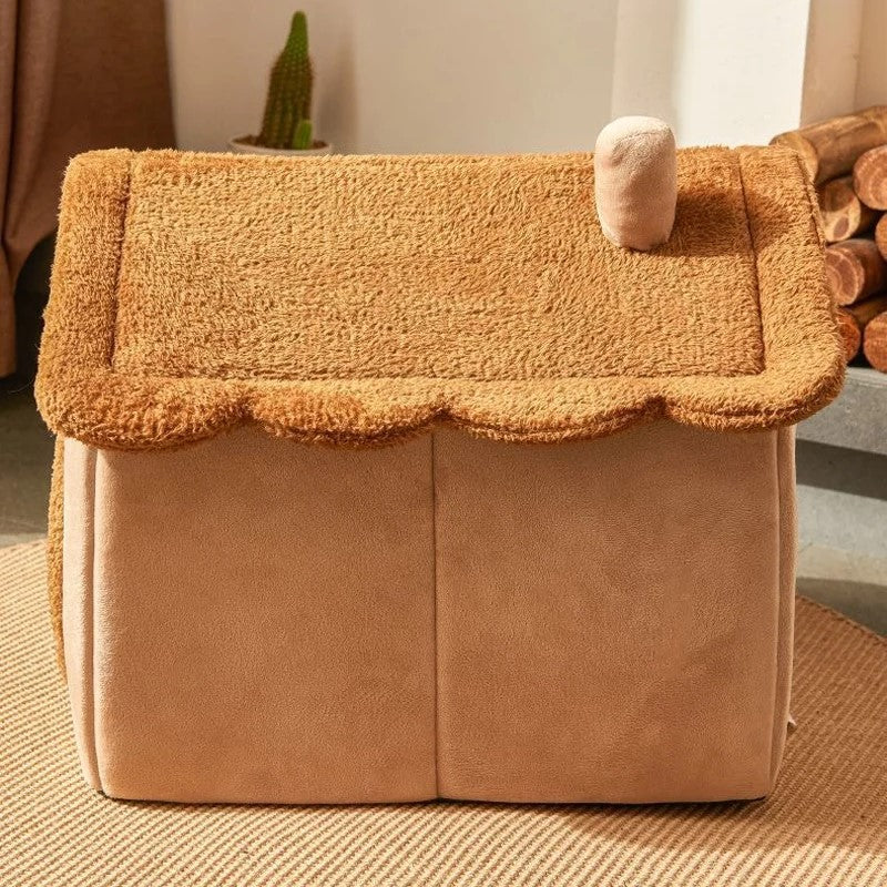 Foldable Pet House Removable Washable Cat Bed Indoor Warm Dog with Pet Bed House.