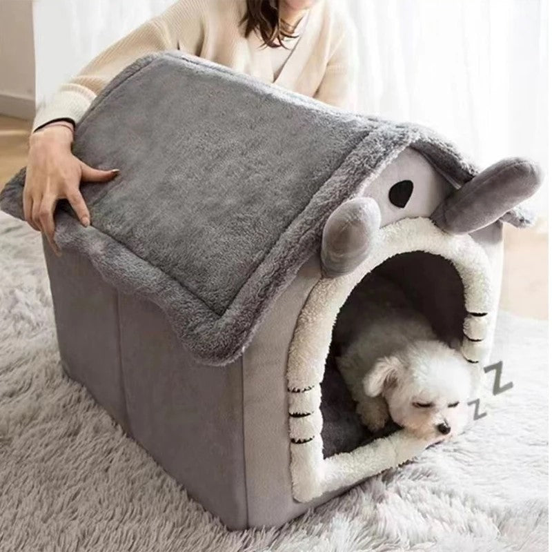 Foldable Pet House Removable Washable Cat Bed Indoor Warm Dog with Pet Bed House.