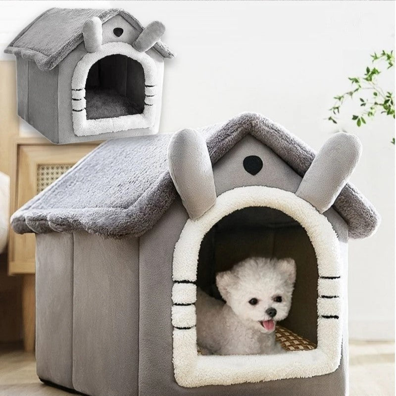 Foldable Pet House Removable Washable Cat Bed Indoor Warm Dog with Pet Bed House.