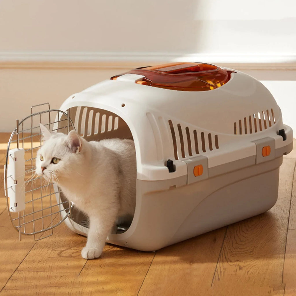 Hard Sided Cat Carrier, Portable, Breathable Pet Transport Box, Small Medium Travel Box