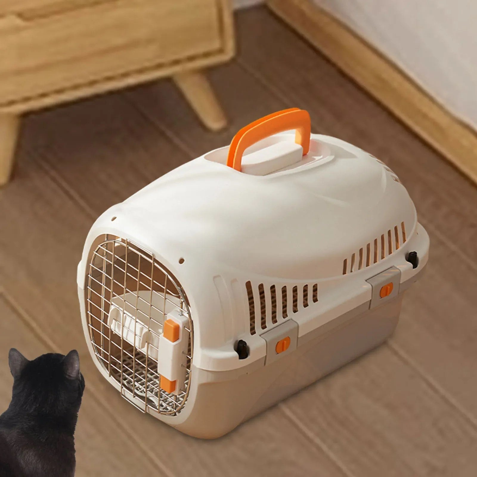 Hard Sided Cat Carrier, Portable, Breathable Pet Transport Box, Small Medium Travel Box