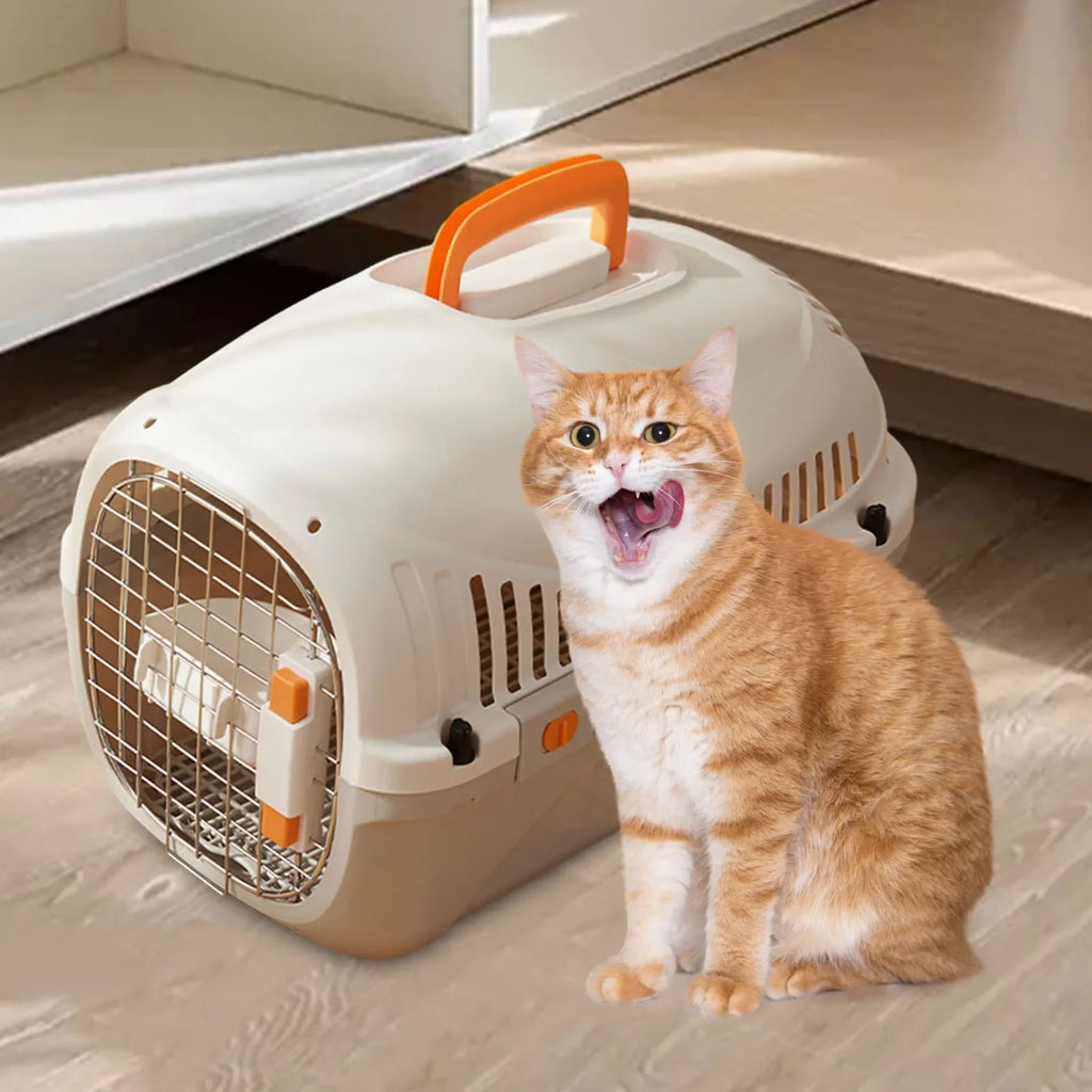 Hard Sided Cat Carrier, Portable, Breathable Pet Transport Box, Small Medium Travel Box