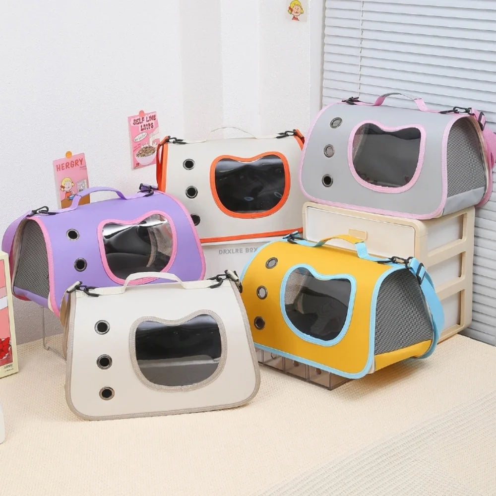 Portable Pet Carrier Bag for Small Dogs Cats Outdoor Foldable Cat Bag Breathable Bag.